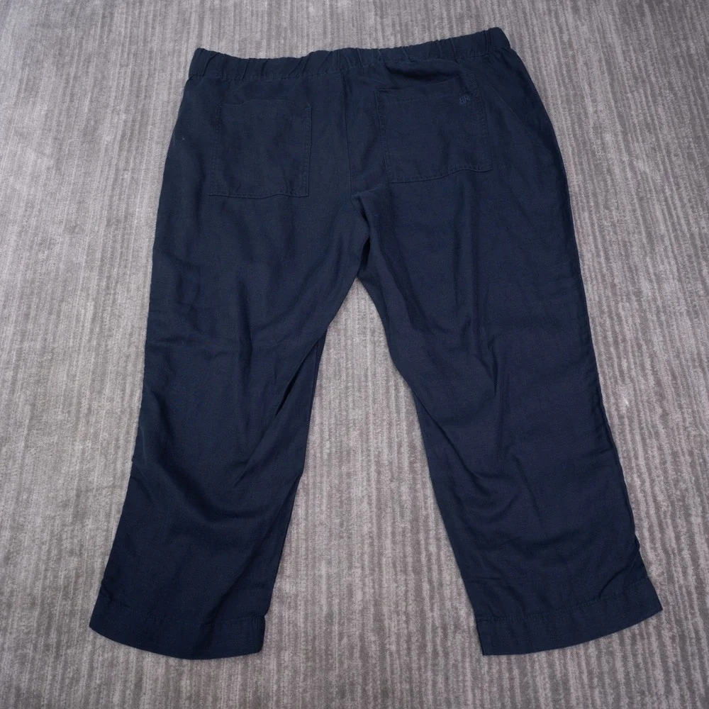 Banana Republic Pants Women XXL Navy Blue Linen Blend Pull On Relaxed NEW No Tag